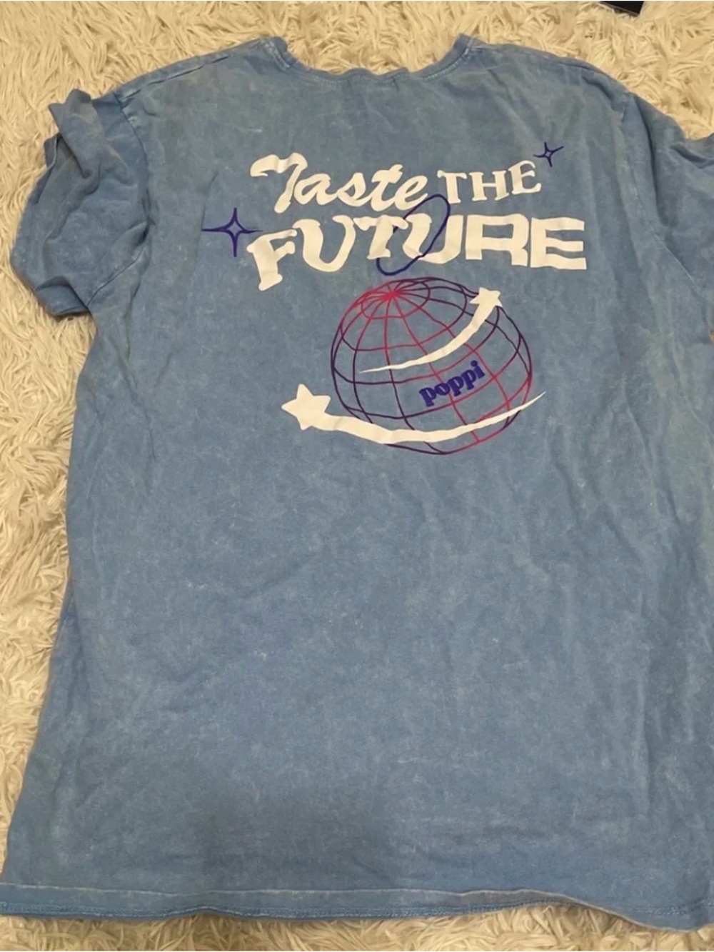 Poppi 'Taste The Future' Blue Graphic Tee